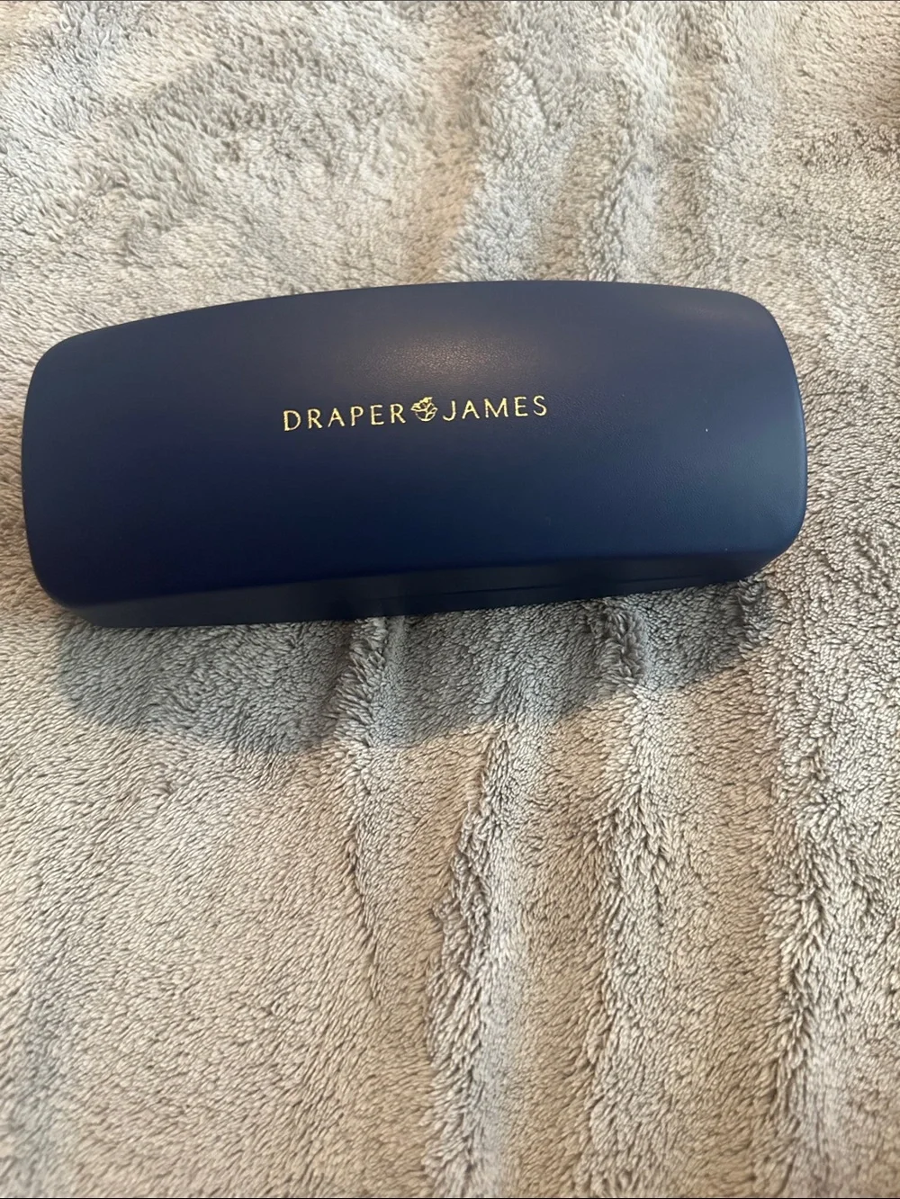 Draper James Navy Sunglasses Case with Gold Logo Accent